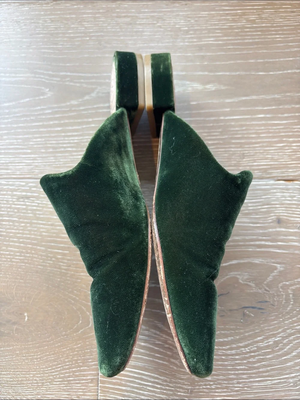 Tory Burch Olive Green Velvet Slip-On Mules - Picture 4 of 6